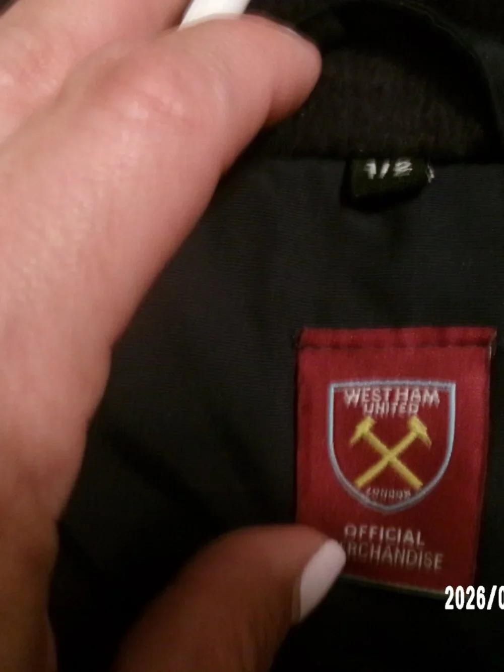 West Ham United FC Boys Thick Jacket Hooded Winter Coat Official Gear Sz 1-2 Yr